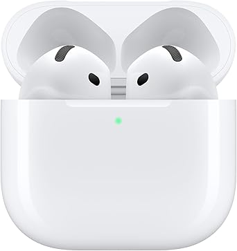 Apple AirPods 4 Wireless Earbuds, Bluetooth Headphones, Personalised Spatial Audio, Sweat and Water Resistant, USB-C Charging Case, H2 Chip, Up to 24 Hours of Battery Life, Effortless Setup for iPhone