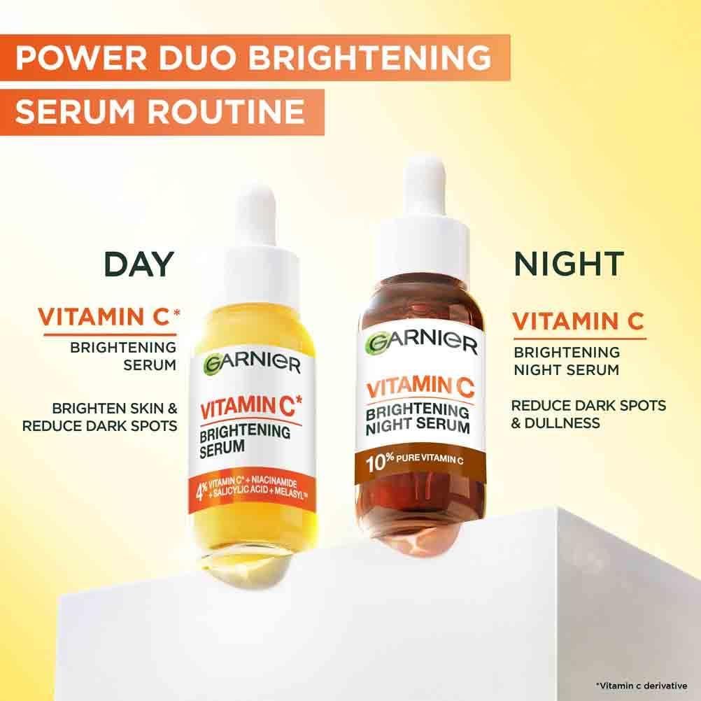 Garnier SkinActive Vitamin C Brightening Serum for Face, with Vitaminc C, Niacinamide & Salicylic Acid, Brightens Skin, Reduces Dark Spots & Evens Skin Tone, Serum 30ml