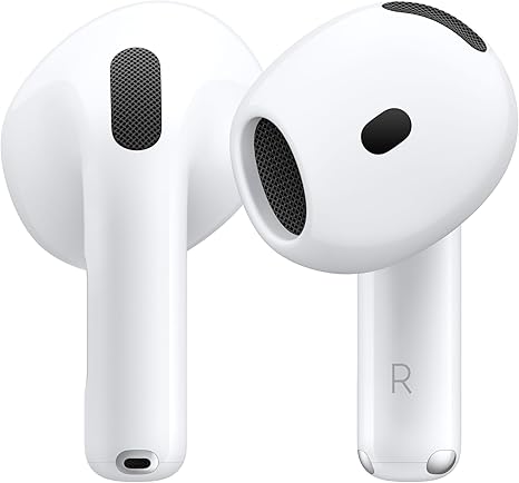 Apple AirPods 4 Wireless Earbuds, Bluetooth Headphones, Personalised Spatial Audio, Sweat and Water Resistant, USB-C Charging Case, H2 Chip, Up to 24 Hours of Battery Life, Effortless Setup for iPhone