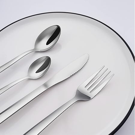 Cutlery Set, 32 Piece Cutlery Set for 8 People, Stainless Steel Knife and Fork Sets, Silverware Set Ideal for Home/Party/Restaurant, Mirror-Polished & Dishwasher-Safe