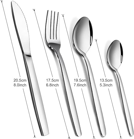 Cutlery Set, 32 Piece Cutlery Set for 8 People, Stainless Steel Knife and Fork Sets, Silverware Set Ideal for Home/Party/Restaurant, Mirror-Polished & Dishwasher-Safe