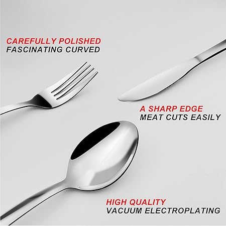 Cutlery Set, 32 Piece Cutlery Set for 8 People, Stainless Steel Knife and Fork Sets, Silverware Set Ideal for Home/Party/Restaurant, Mirror-Polished & Dishwasher-Safe