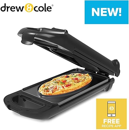 5 Minute CleverChef - 700W - Non-Stick Multicooker - Great for Steaks, Omelettes, Toasties, Pizzas & Dessert Maker - Free Drew&Cole Recipe App - Quick Meals - Cool-Touch Handle & Auto Temp Sensor