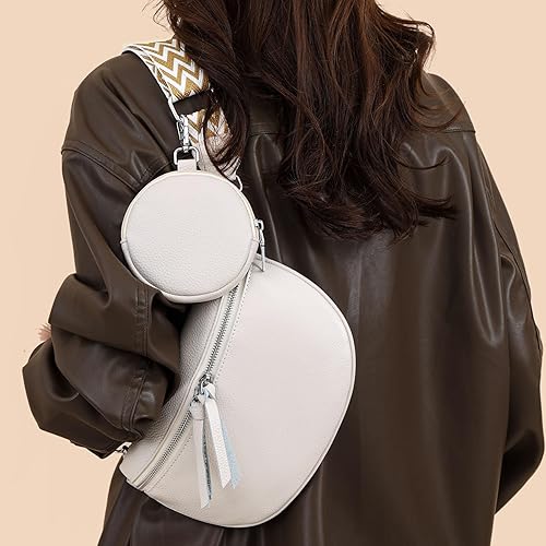 Iconic BROTOU Crossbody Bag for Women, Leather Handbag & Shoulder Bag with Adjustable Wide Strap, Chain Strap & 3-Slot Card Holder, Camera Cross Body Bag for Lady Girl Shopping Daily Use