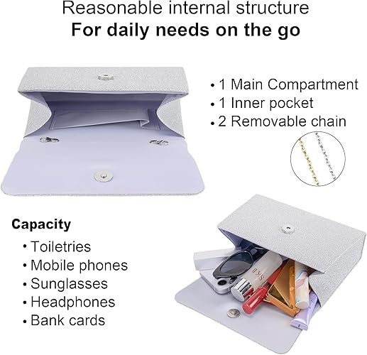 Iconic Larcenciel Women's Clutches, Sparkly Handbags for Women with Detachable Chain, Top Handle Evening Clutch Bag, Elegant Crossbody Bag Fashion Shoulder Bag for Party, Prom Wedding