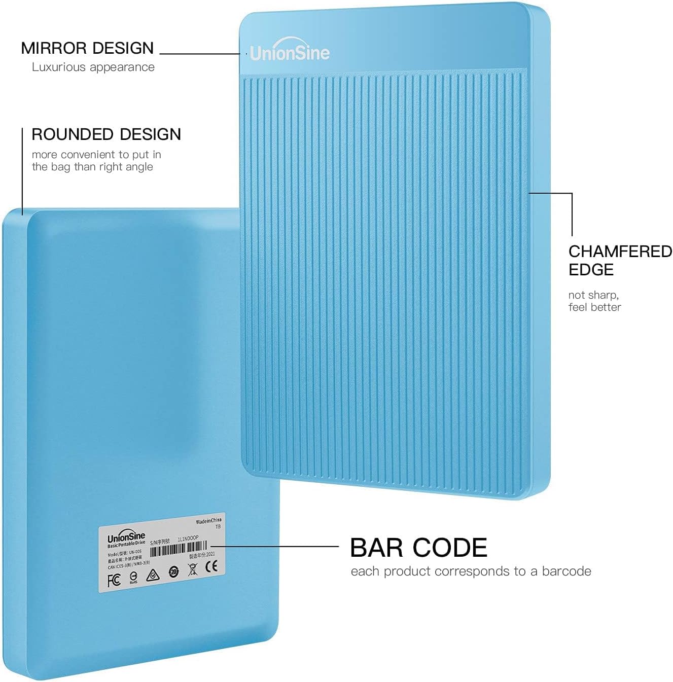 HD2510 500GB USB 3.0 Ultra Slim Portable External Hard Drive HDD Compatible with PC, Mac, Laptop, Xbox, Xbox One, PS4 (Black)