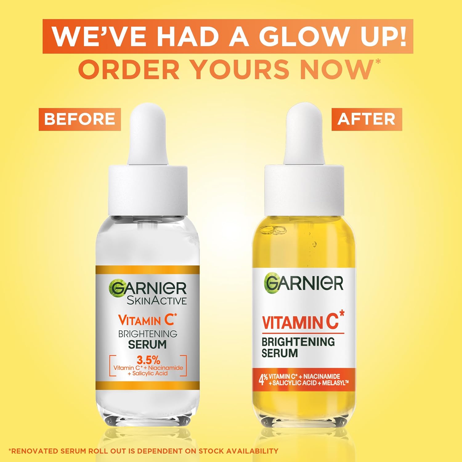 Garnier SkinActive Vitamin C Brightening Serum for Face, with Vitaminc C, Niacinamide & Salicylic Acid, Brightens Skin, Reduces Dark Spots & Evens Skin Tone, Serum 30ml
