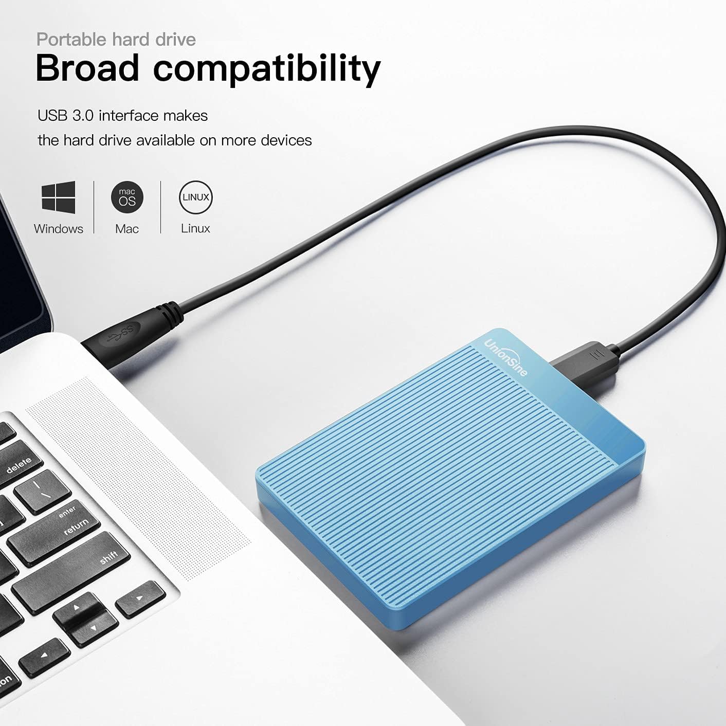 HD2510 500GB USB 3.0 Ultra Slim Portable External Hard Drive HDD Compatible with PC, Mac, Laptop, Xbox, Xbox One, PS4 (Black)