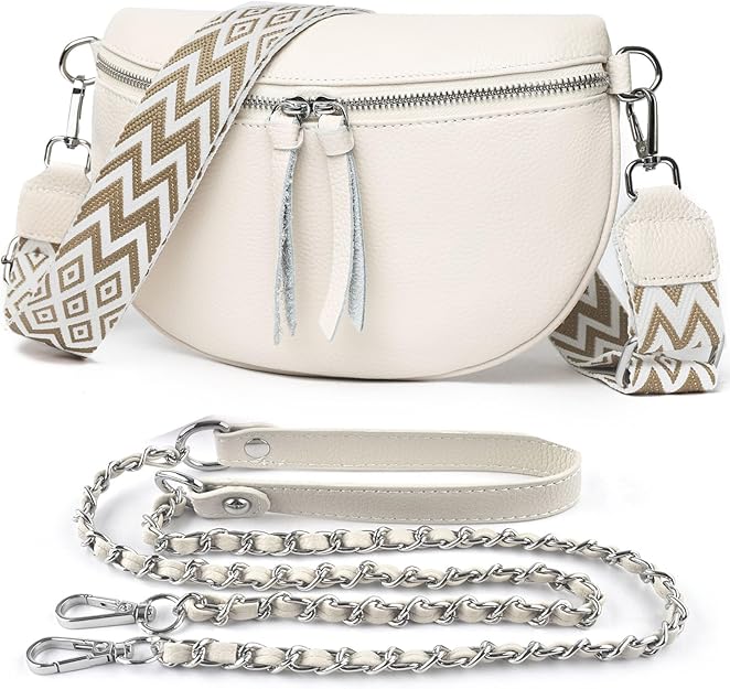 Iconic BROTOU Crossbody Bag for Women, Leather Handbag & Shoulder Bag with Adjustable Wide Strap, Chain Strap & 3-Slot Card Holder, Camera Cross Body Bag for Lady Girl Shopping Daily Use