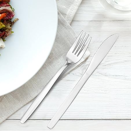 Cutlery Set, 32 Piece Cutlery Set for 8 People, Stainless Steel Knife and Fork Sets, Silverware Set Ideal for Home/Party/Restaurant, Mirror-Polished & Dishwasher-Safe