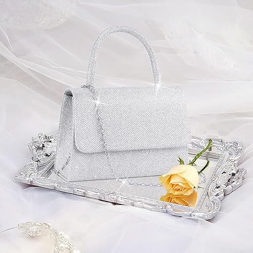 Iconic Larcenciel Women's Clutches, Sparkly Handbags for Women with Detachable Chain, Top Handle Evening Clutch Bag, Elegant Crossbody Bag Fashion Shoulder Bag for Party, Prom Wedding
