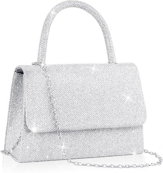 Iconic Larcenciel Women's Clutches, Sparkly Handbags for Women with Detachable Chain, Top Handle Evening Clutch Bag, Elegant Crossbody Bag Fashion Shoulder Bag for Party, Prom Wedding