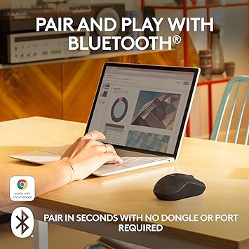 Iconic M240 Silent Bluetooth Mouse, Wireless, Compact, Portable, Smooth Tracking, 18-Month Battery, for Windows, macOS, ChromeOS, Compatible with PC, Mac, Laptop, Tablets - Graphite