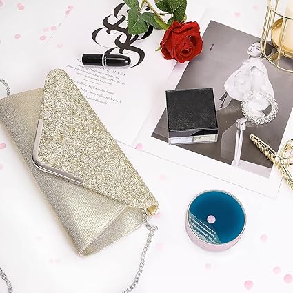 Iconic Larcenciel Women Clutch Bag Elegant Sequins Evening Clutch Purse Chain Shoulder Bags Sparkly gold Evening Bridal Prom Party Handbag Purse