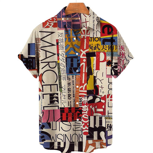 2024 3d Graffiti Oil Painting Printed Shirt Men Fashion Streetwear Hawaiian Beach Casual Lapel Plus Size 2024