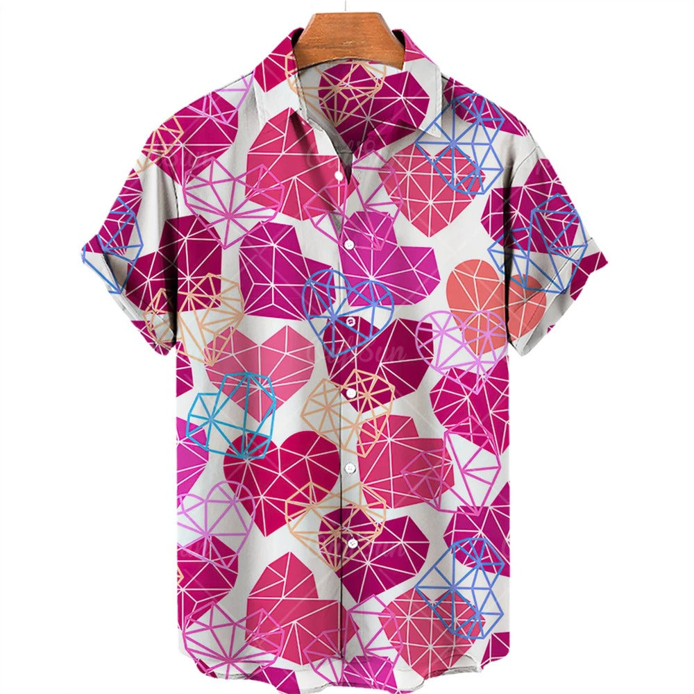 2024 3d Graffiti Oil Painting Printed Shirt Men Fashion Streetwear Hawaiian Beach Casual Lapel Plus Size 2024